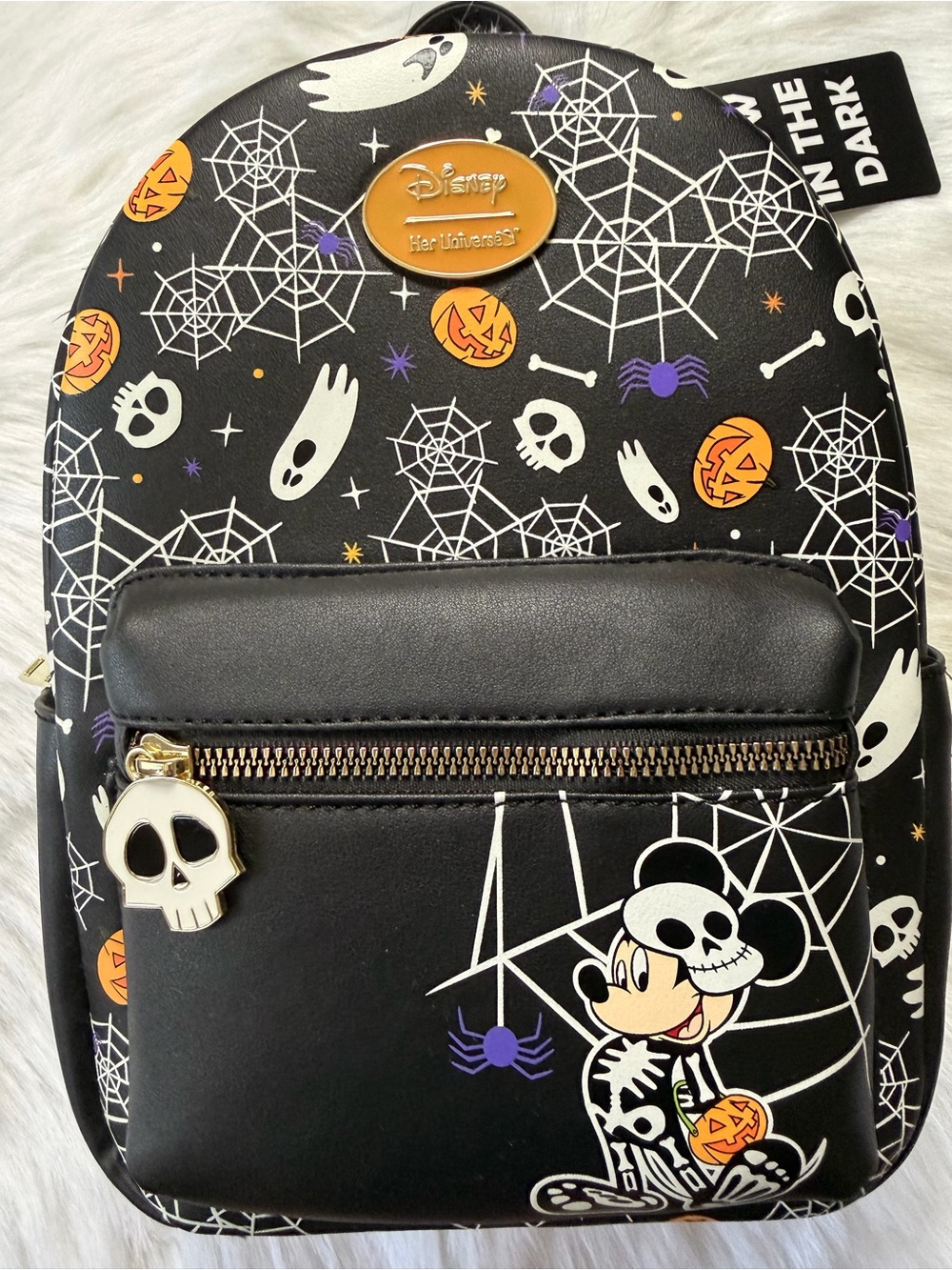 Disney Black Halloween Mickey Mini Backpack with Orange Accents- NWT - Picture 3 of 12